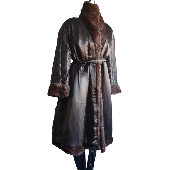Vintage KES II Dark Brown Colours Real Fur Winter Long Coat Size L Size L - Picture 13 of 16